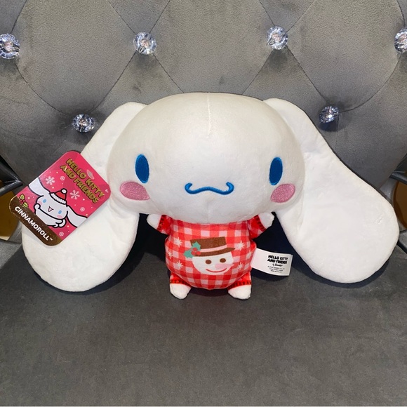 HELLO KITTY & FRIENDS Cinnamoroll Sanrio Holiday Plaid Snowman Plush - Picture 1 of 7